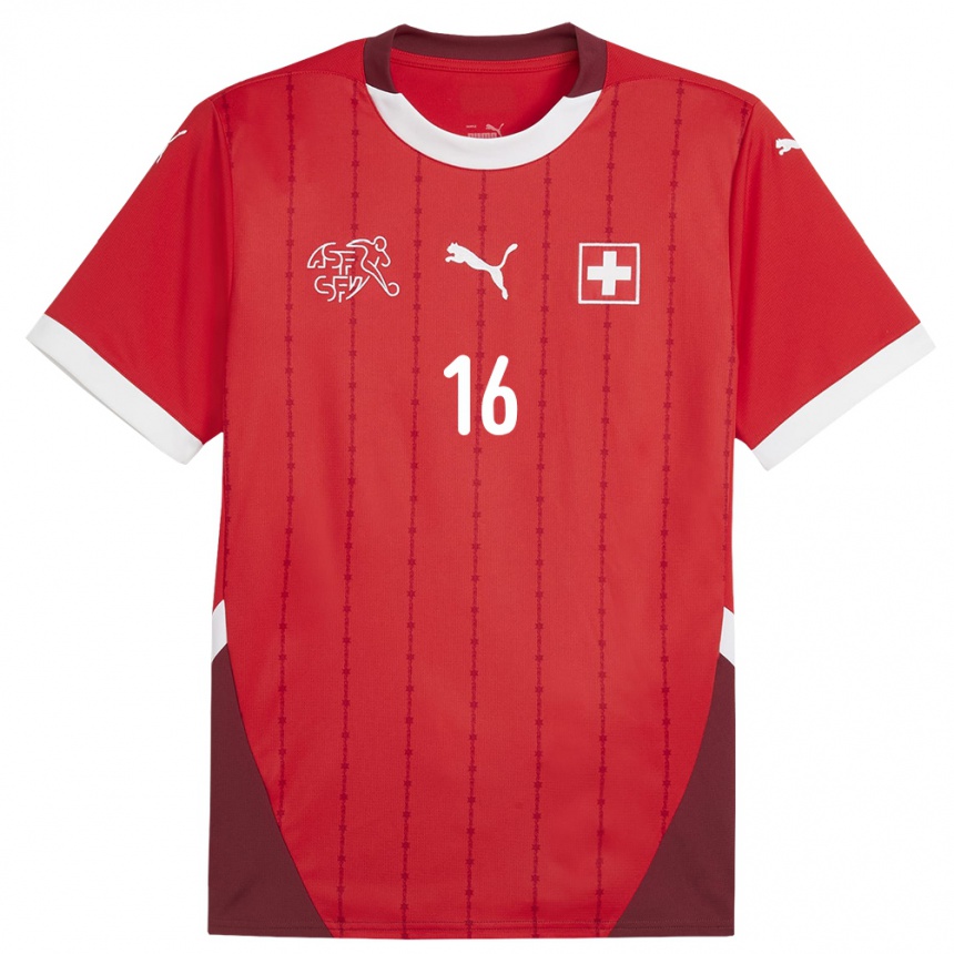 Vaikiškas Šveicarija Carmine Chiappetta #16 Raudona Namų Marškinėliai 24-26 T-Shirt