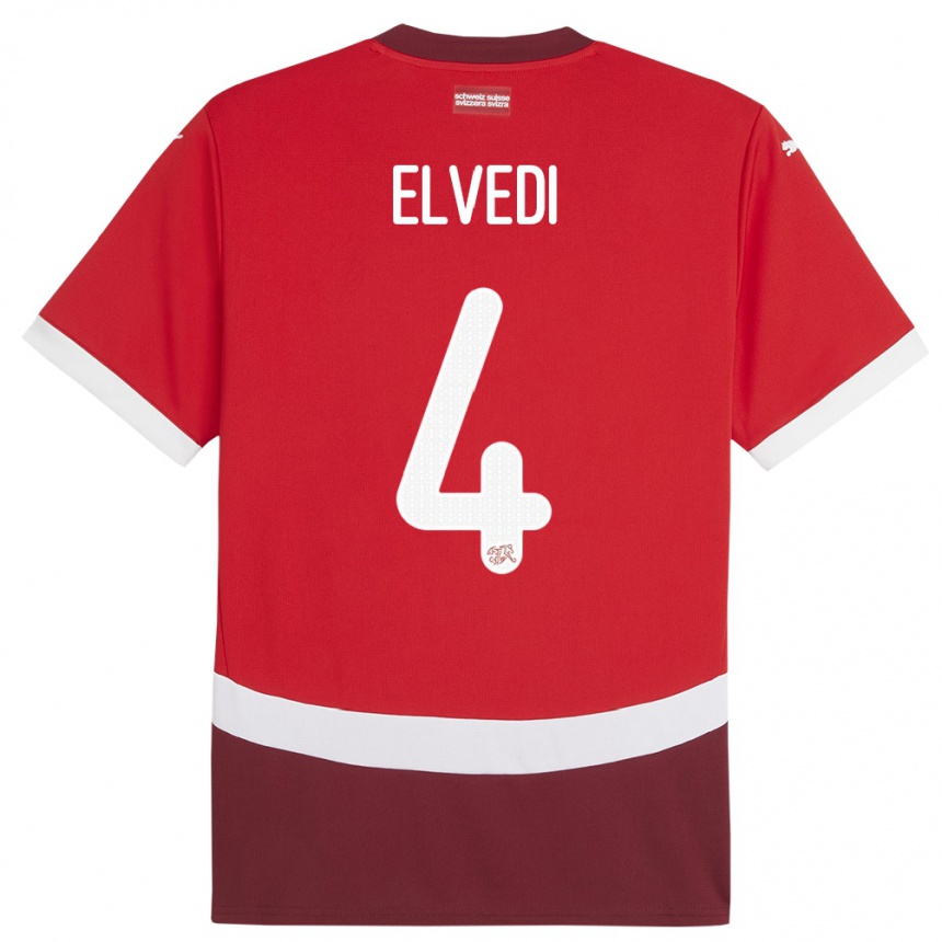 Vaikiškas Šveicarija Nico Elvedi #4 Raudona Namų Marškinėliai 24-26 T-Shirt