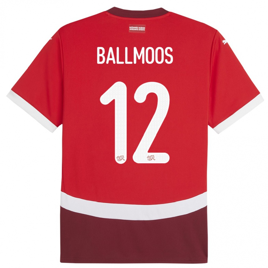 Vaikiškas Šveicarija David Von Ballmoos #12 Raudona Namų Marškinėliai 24-26 T-Shirt