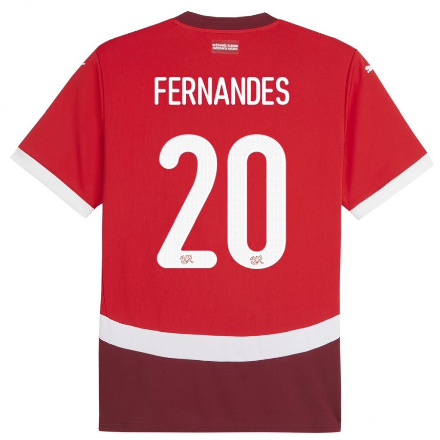 Vaikiškas Šveicarija Edimilson Fernandes #20 Raudona Namų Marškinėliai 24-26 T-Shirt