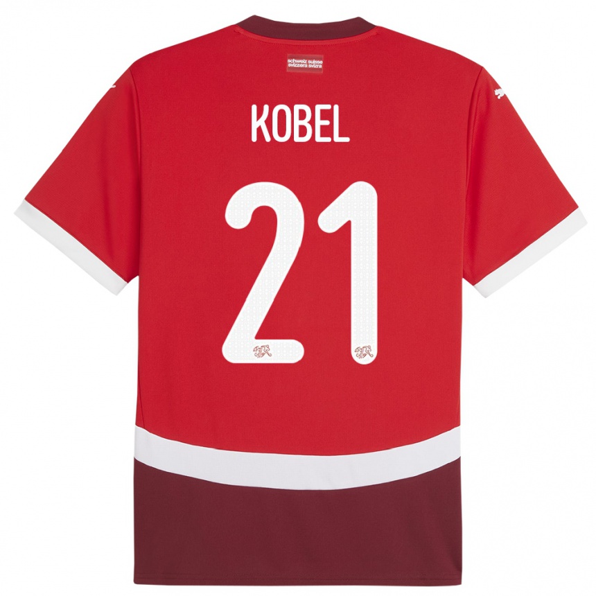 Vaikiškas Šveicarija Gregor Kobel #21 Raudona Namų Marškinėliai 24-26 T-Shirt