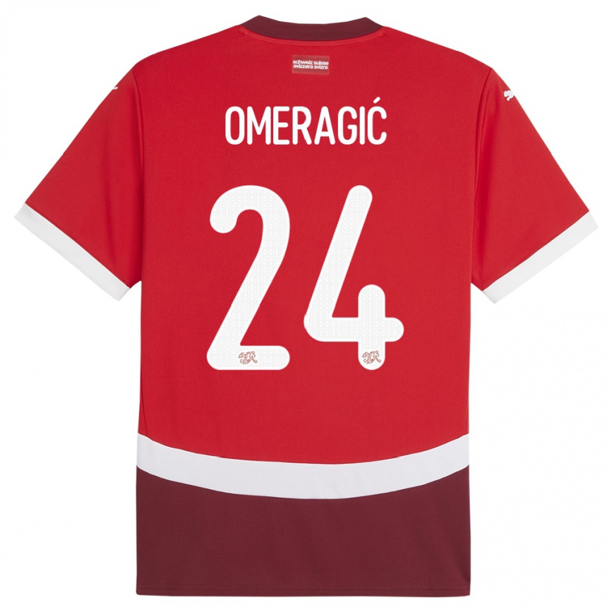 Vaikiškas Šveicarija Becir Omeragic #24 Raudona Namų Marškinėliai 24-26 T-Shirt