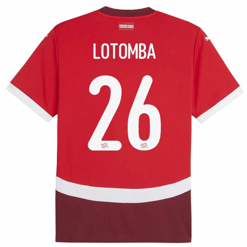 Vaikiškas Šveicarija Jordan Lotomba #26 Raudona Namų Marškinėliai 24-26 T-Shirt