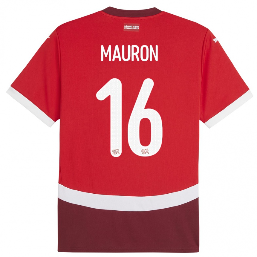 Vaikiškas Šveicarija Sandrine Mauron #16 Raudona Namų Marškinėliai 24-26 T-Shirt