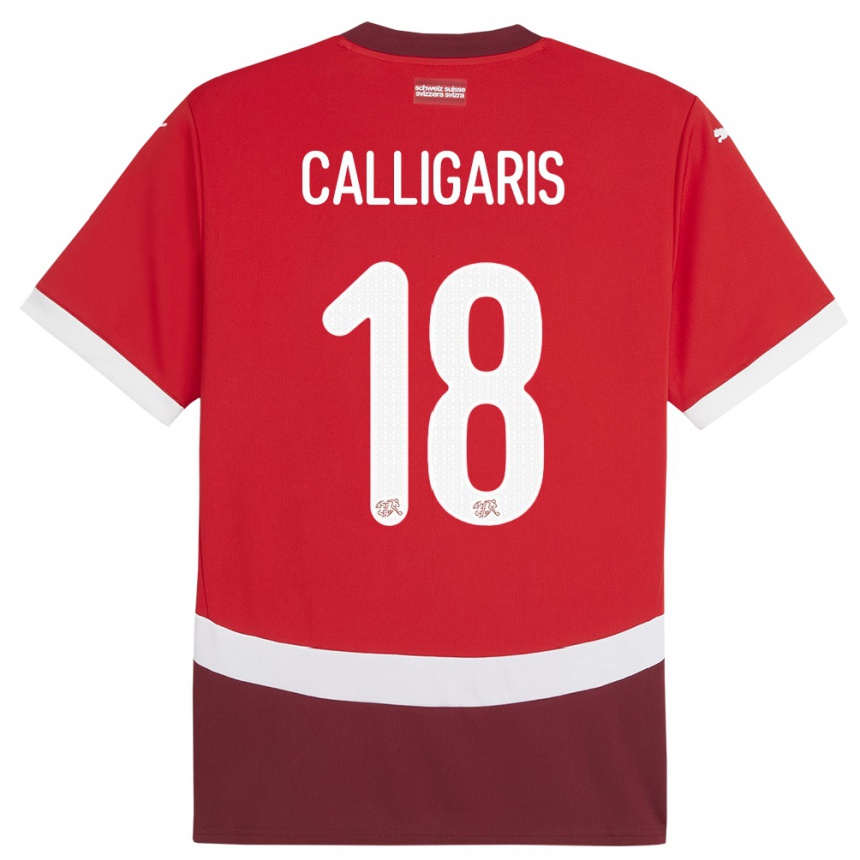 Vaikiškas Šveicarija Viola Calligaris #18 Raudona Namų Marškinėliai 24-26 T-Shirt