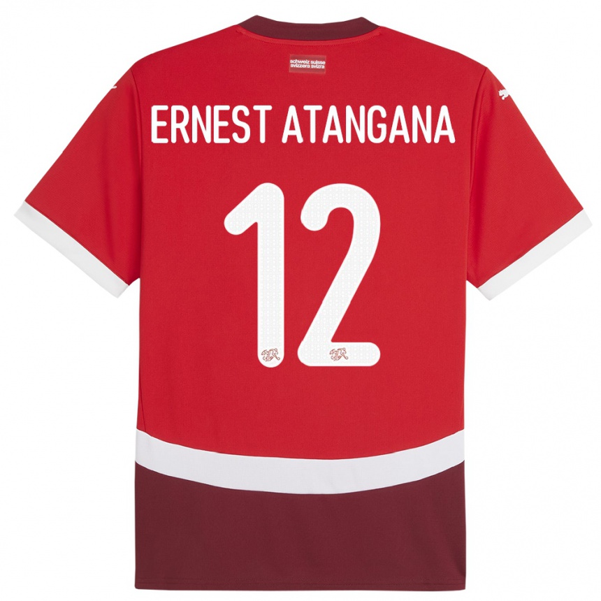 Vaikiškas Šveicarija Brian Ernest Atangana #12 Raudona Namų Marškinėliai 24-26 T-Shirt