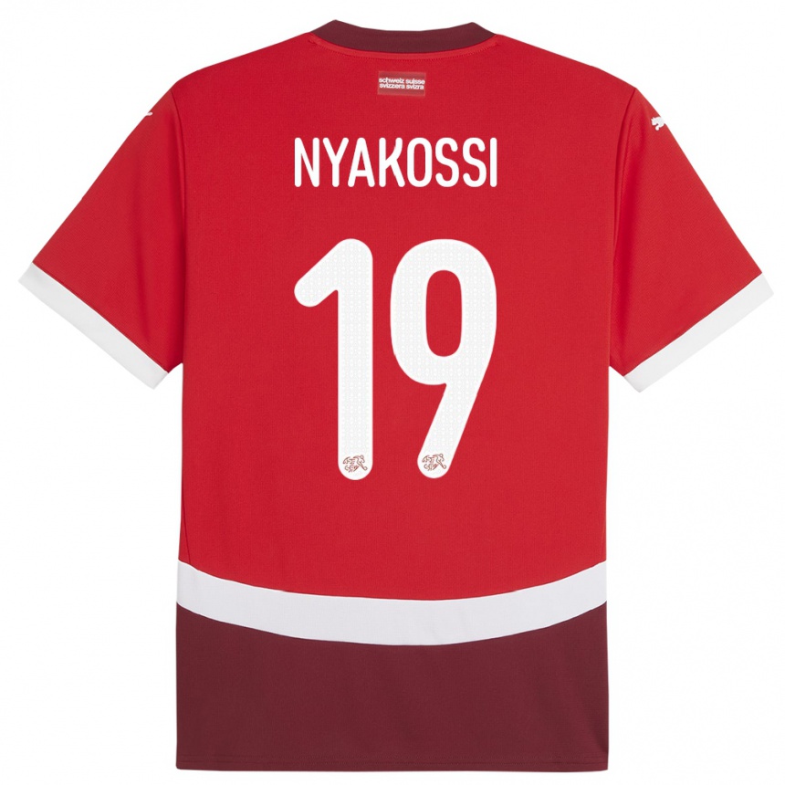 Vaikiškas Šveicarija Roggerio Nyakossi #19 Raudona Namų Marškinėliai 24-26 T-Shirt