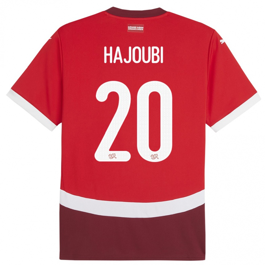 Vaikiškas Šveicarija Amin Hajoubi #20 Raudona Namų Marškinėliai 24-26 T-Shirt