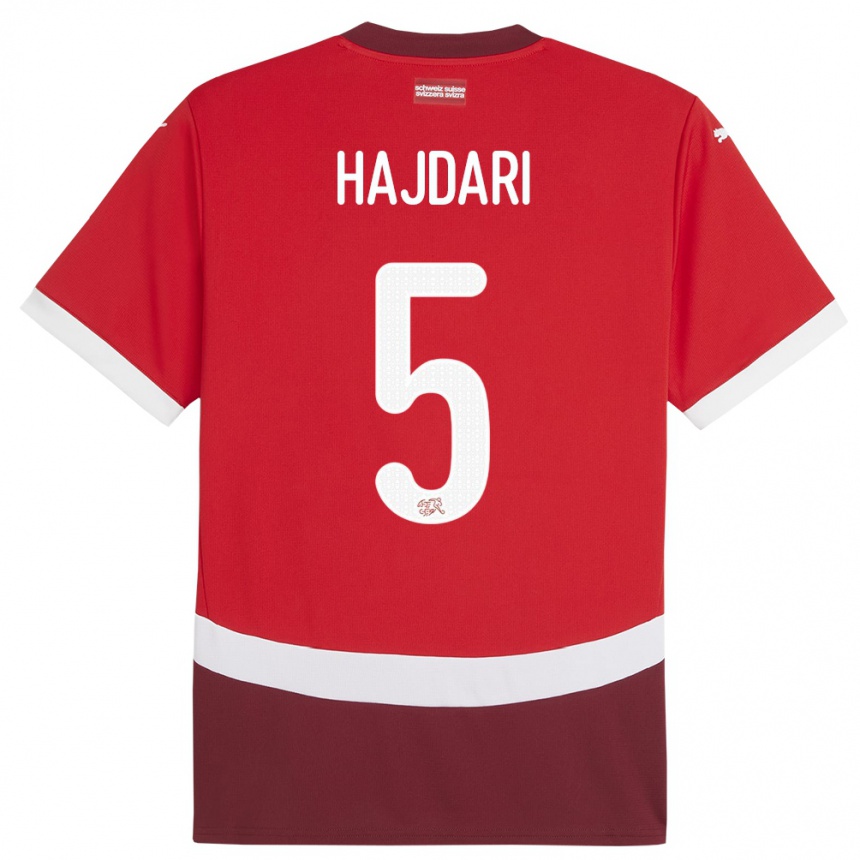 Vaikiškas Šveicarija Albian Hajdari #5 Raudona Namų Marškinėliai 24-26 T-Shirt