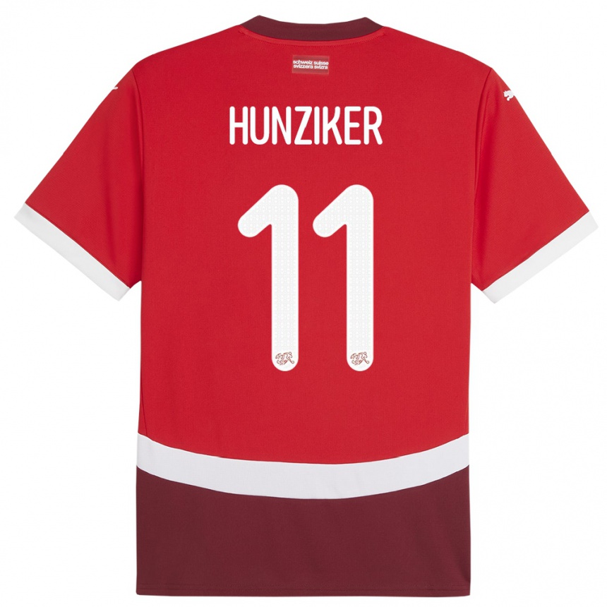 Vaikiškas Šveicarija Andrin Hunziker #11 Raudona Namų Marškinėliai 24-26 T-Shirt