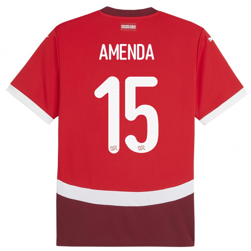 Vaikiškas Šveicarija Aurele Amenda #15 Raudona Namų Marškinėliai 24-26 T-Shirt