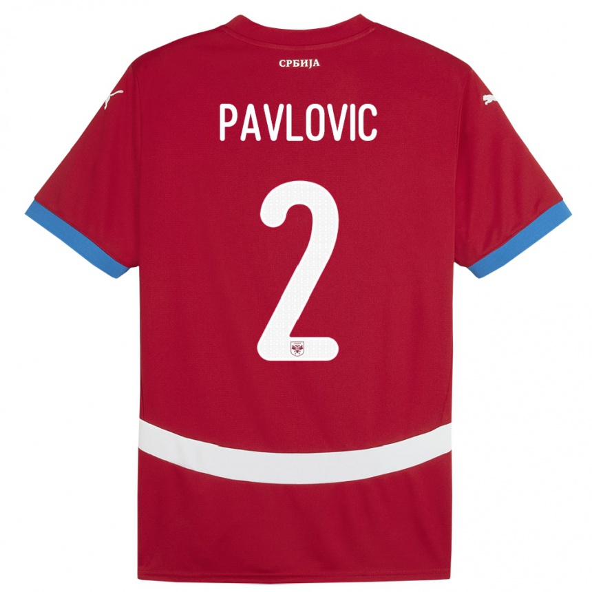 Vaikiškas Serbija Strahinja Pavlovic #2 Raudona Namų Marškinėliai 24-26 T-Shirt