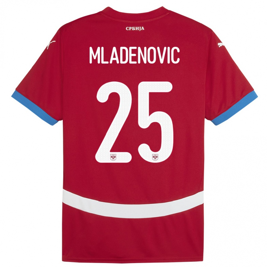 Vaikiškas Serbija Filip Mladenovic #25 Raudona Namų Marškinėliai 24-26 T-Shirt