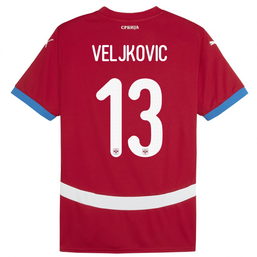 Vaikiškas Serbija Milos Veljkovic #13 Raudona Namų Marškinėliai 24-26 T-Shirt