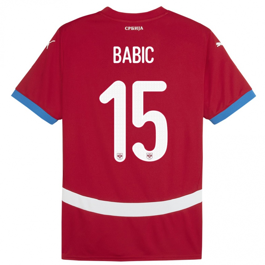 Vaikiškas Serbija Srdjan Babic #15 Raudona Namų Marškinėliai 24-26 T-Shirt