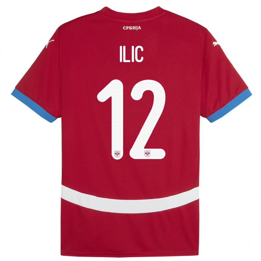 Vaikiškas Serbija Marko Ilic #12 Raudona Namų Marškinėliai 24-26 T-Shirt