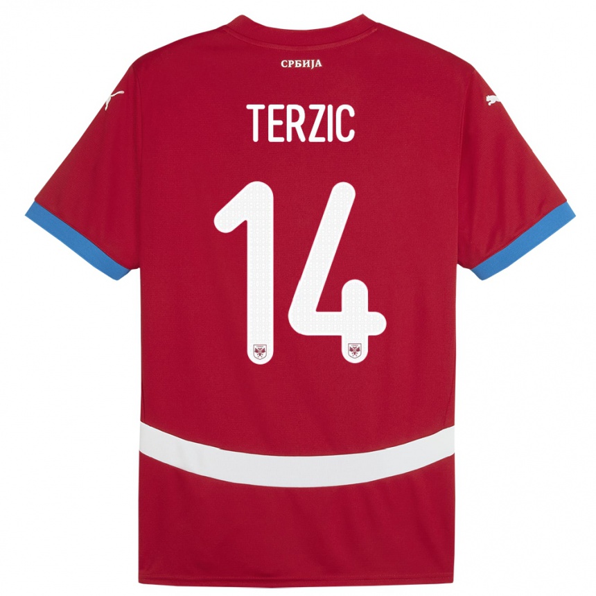 Vaikiškas Serbija Aleksa Terzic #14 Raudona Namų Marškinėliai 24-26 T-Shirt