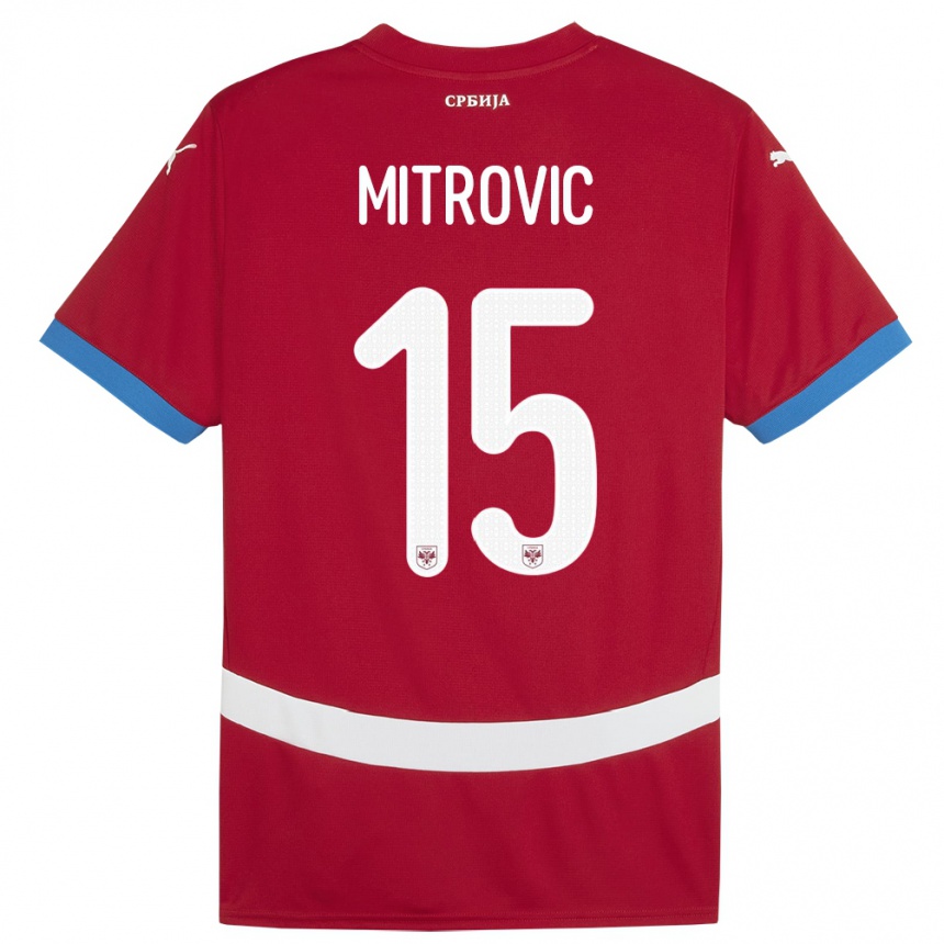 Vaikiškas Serbija Stefan Mitrovic #15 Raudona Namų Marškinėliai 24-26 T-Shirt