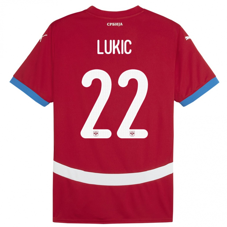 Vaikiškas Serbija Sasa Lukic #22 Raudona Namų Marškinėliai 24-26 T-Shirt