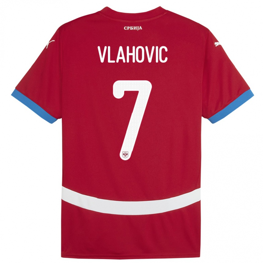 Vaikiškas Serbija Dusan Vlahovic #7 Raudona Namų Marškinėliai 24-26 T-Shirt