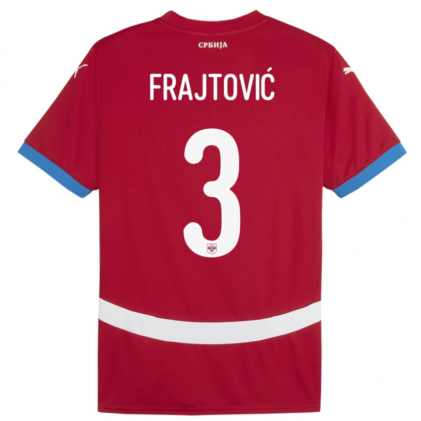 Vaikiškas Serbija Andela Frajtovic #3 Raudona Namų Marškinėliai 24-26 T-Shirt