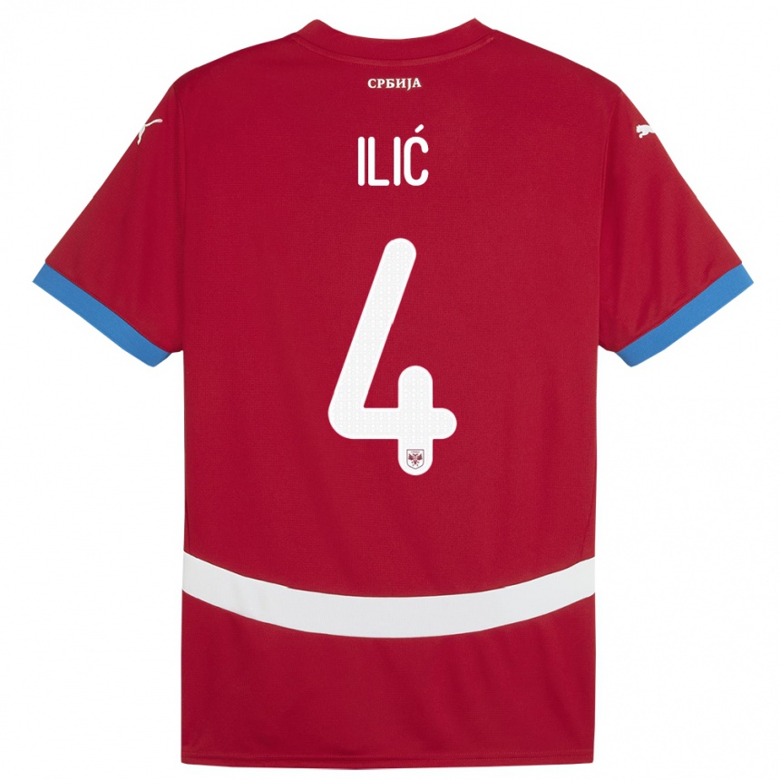 Vaikiškas Serbija Marija Ilic #4 Raudona Namų Marškinėliai 24-26 T-Shirt