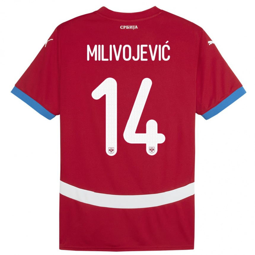 Vaikiškas Serbija Vesna Milivojevic #14 Raudona Namų Marškinėliai 24-26 T-Shirt