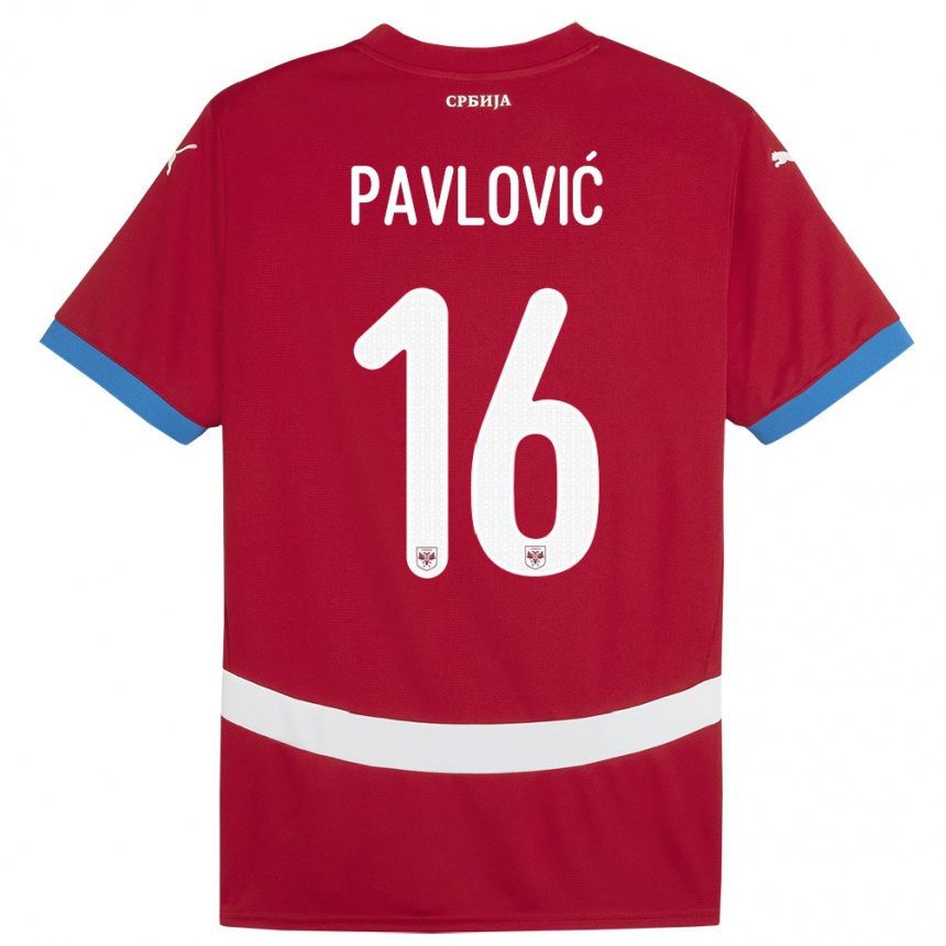 Vaikiškas Serbija Sara Pavlovic #16 Raudona Namų Marškinėliai 24-26 T-Shirt