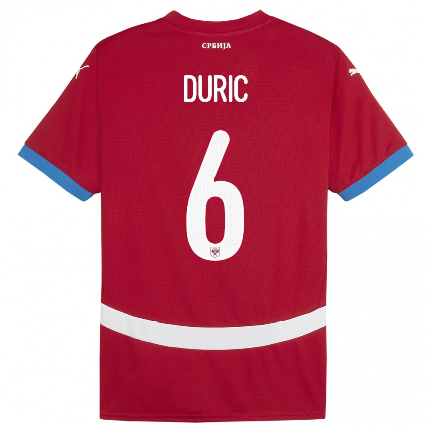 Vaikiškas Serbija Andrej Duric #6 Raudona Namų Marškinėliai 24-26 T-Shirt