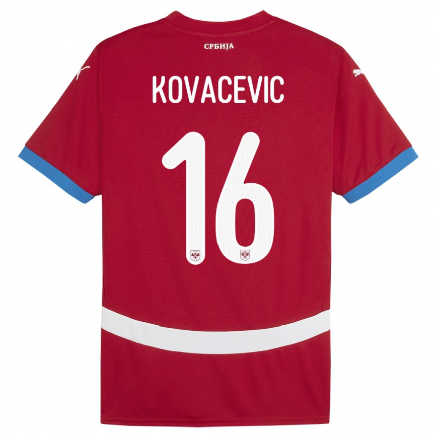 Vaikiškas Serbija Bojan Kovacevic #16 Raudona Namų Marškinėliai 24-26 T-Shirt