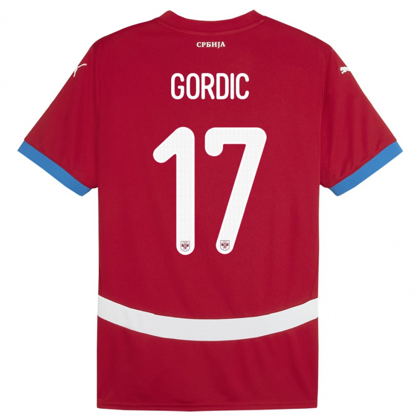 Vaikiškas Serbija Djordje Gordic #17 Raudona Namų Marškinėliai 24-26 T-Shirt