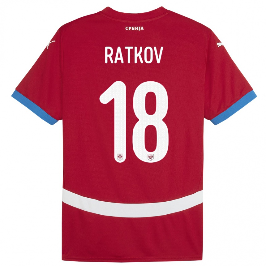 Vaikiškas Serbija Petar Ratkov #18 Raudona Namų Marškinėliai 24-26 T-Shirt