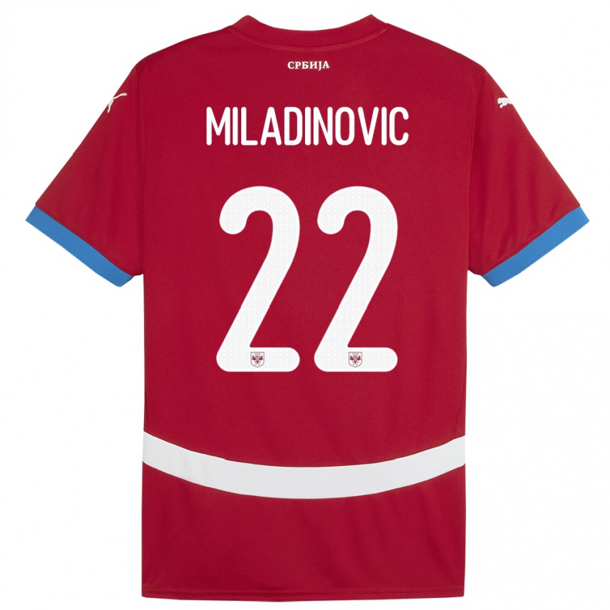 Vaikiškas Serbija Igor Miladinovic #22 Raudona Namų Marškinėliai 24-26 T-Shirt