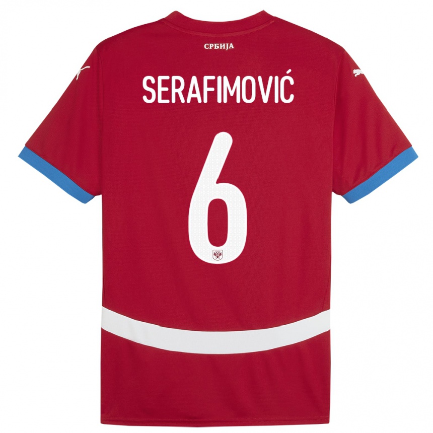 Vaikiškas Serbija Vojin Serafimovic #6 Raudona Namų Marškinėliai 24-26 T-Shirt