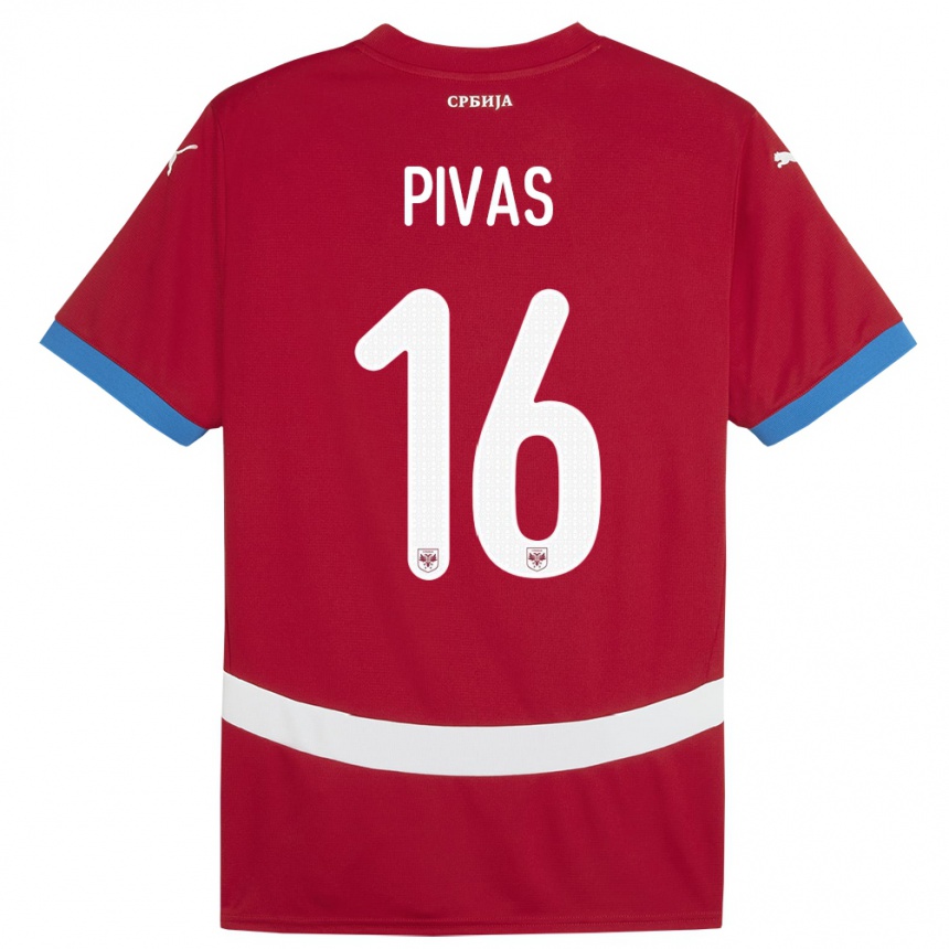 Vaikiškas Serbija Miodrag Pivas #16 Raudona Namų Marškinėliai 24-26 T-Shirt