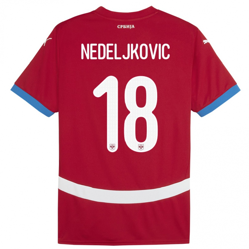 Vaikiškas Serbija Kosta Nedeljkovic #18 Raudona Namų Marškinėliai 24-26 T-Shirt