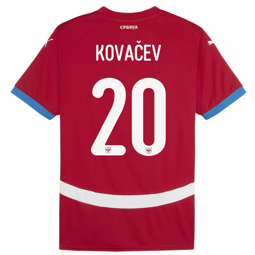 Vaikiškas Serbija Milan Kovacev #20 Raudona Namų Marškinėliai 24-26 T-Shirt