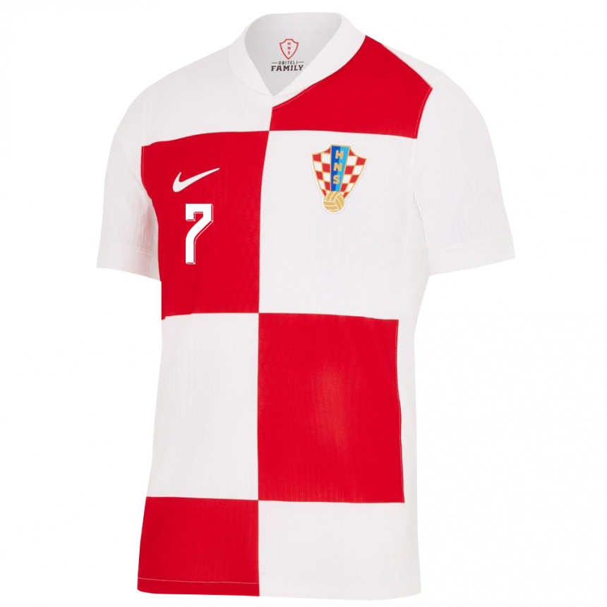 Vaikiškas Kroatija Gabriel Rukavina #7 Balta Raudona Namų Marškinėliai 24-26 T-Shirt