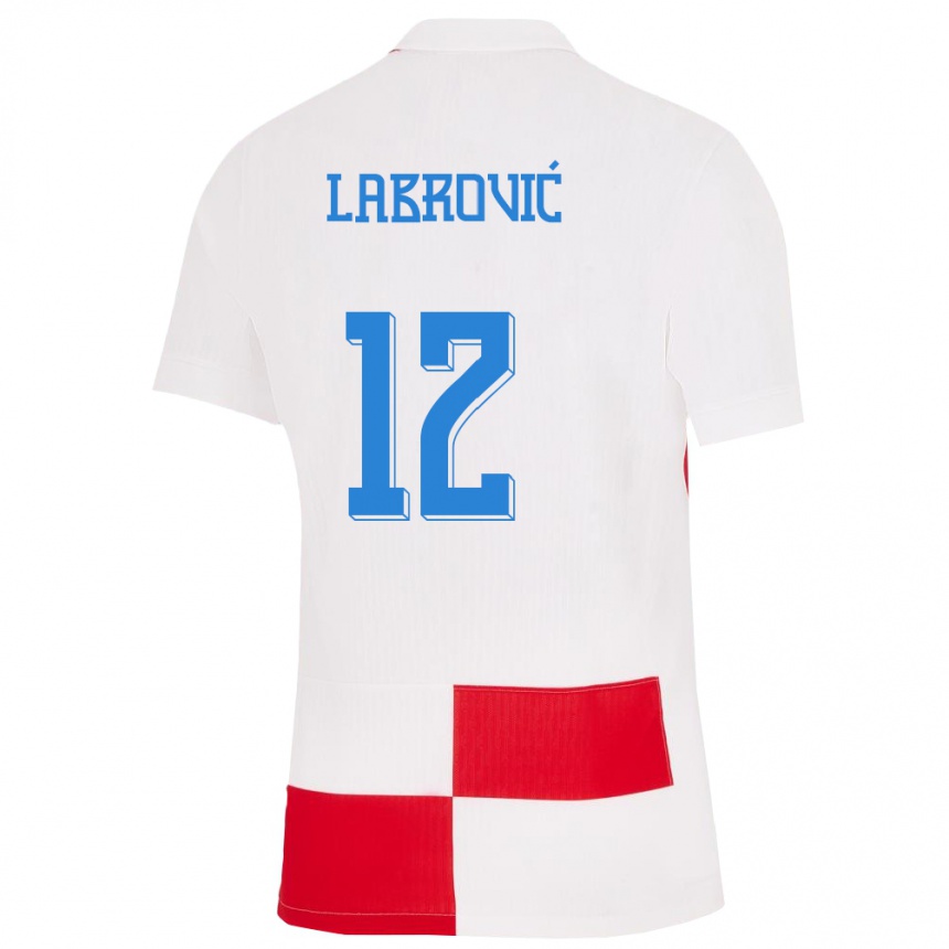 Vaikiškas Kroatija Nediljko Labrovic #12 Balta Raudona Namų Marškinėliai 24-26 T-Shirt