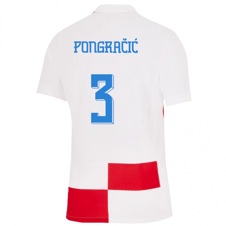 Vaikiškas Kroatija Marin Pongracic #3 Balta Raudona Namų Marškinėliai 24-26 T-Shirt