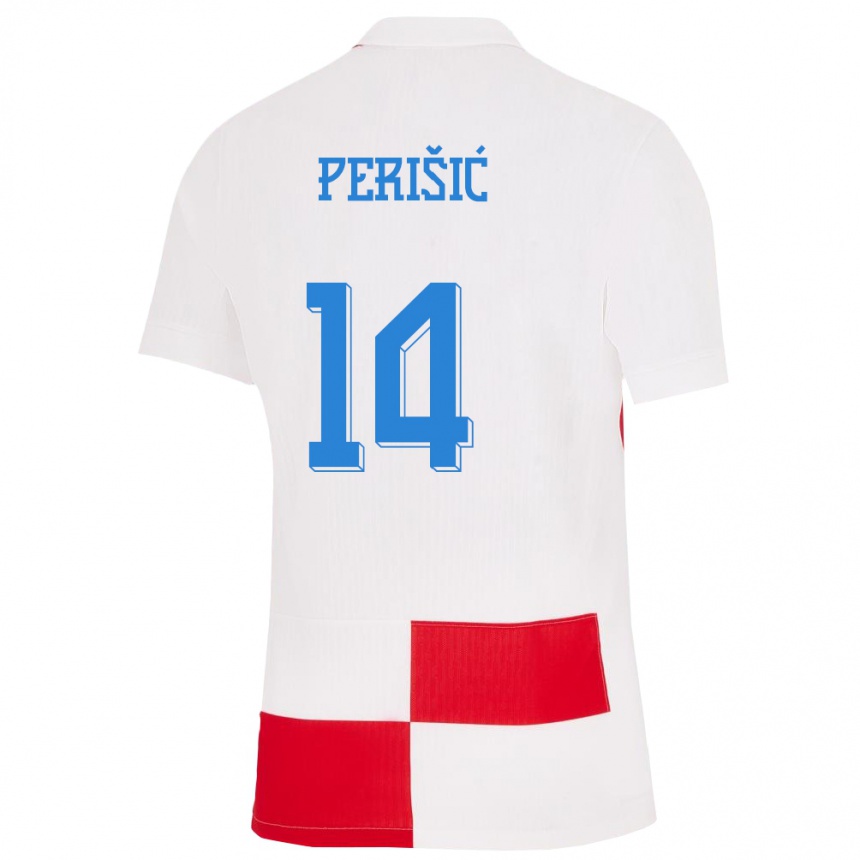 Vaikiškas Kroatija Ivan Perisic #14 Balta Raudona Namų Marškinėliai 24-26 T-Shirt