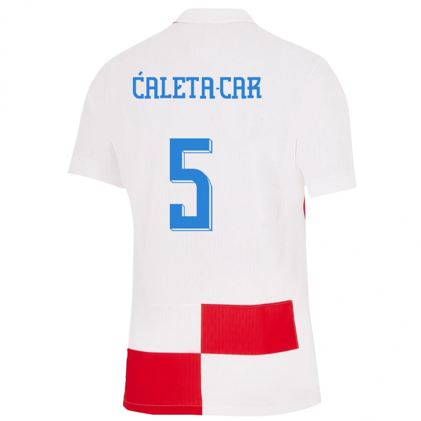 Vaikiškas Kroatija Duje Caleta Car #5 Balta Raudona Namų Marškinėliai 24-26 T-Shirt