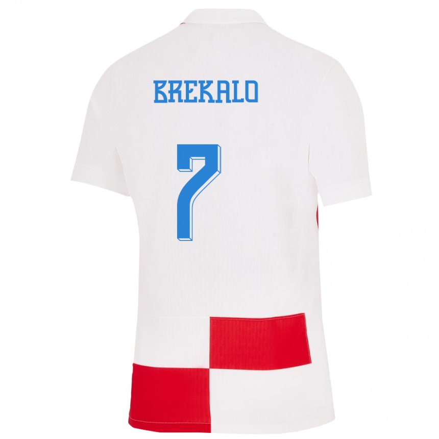 Vaikiškas Kroatija Josip Brekalo #7 Balta Raudona Namų Marškinėliai 24-26 T-Shirt