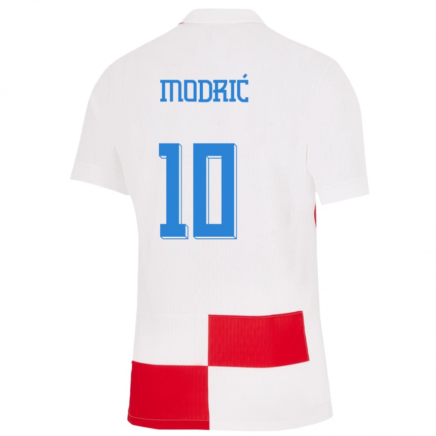 Vaikiškas Kroatija Luka Modric #10 Balta Raudona Namų Marškinėliai 24-26 T-Shirt