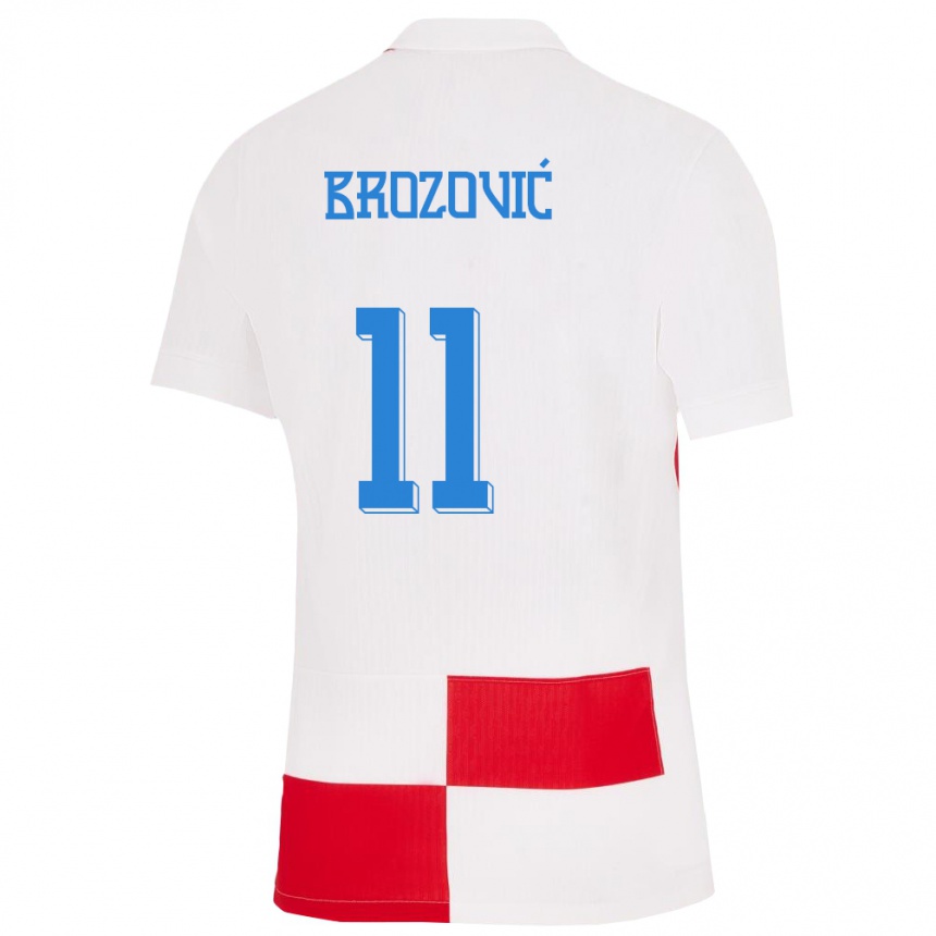 Vaikiškas Kroatija Marcelo Brozovic #11 Balta Raudona Namų Marškinėliai 24-26 T-Shirt