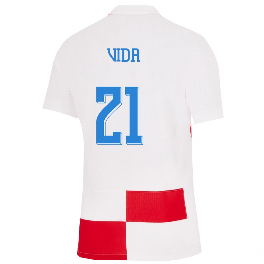 Vaikiškas Kroatija Domagoj Vida #21 Balta Raudona Namų Marškinėliai 24-26 T-Shirt