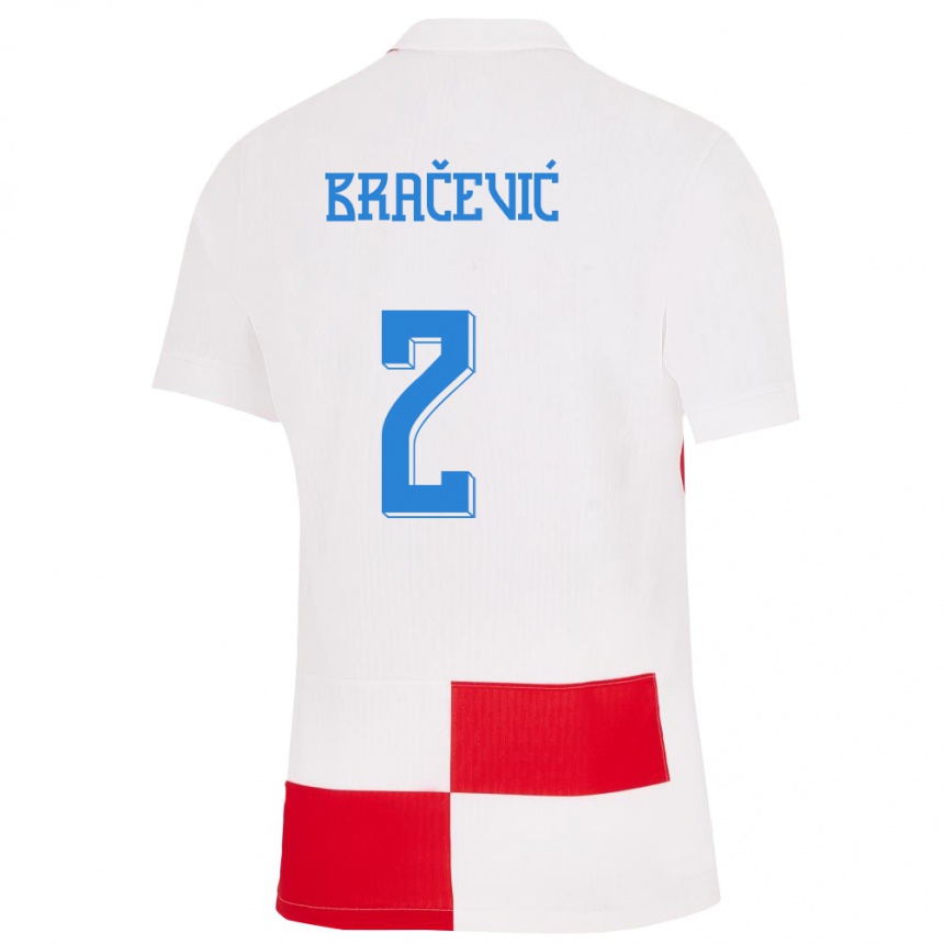 Vaikiškas Kroatija Petra Bracevic #2 Balta Raudona Namų Marškinėliai 24-26 T-Shirt