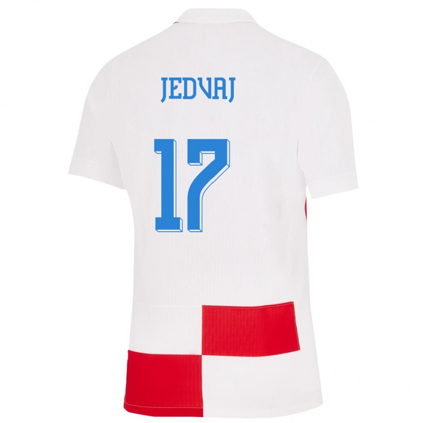 Vaikiškas Kroatija Karla Jedvaj #17 Balta Raudona Namų Marškinėliai 24-26 T-Shirt