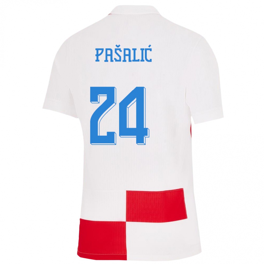 Vaikiškas Kroatija Marco Pasalic #24 Balta Raudona Namų Marškinėliai 24-26 T-Shirt