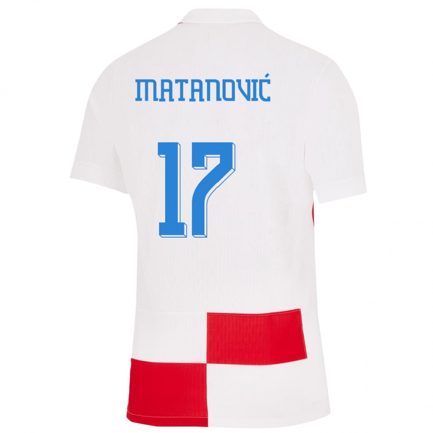 Vaikiškas Kroatija Igor Matanovic #17 Balta Raudona Namų Marškinėliai 24-26 T-Shirt